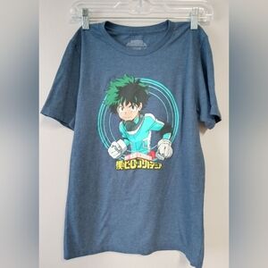 Kids Blue "My Hero Academia" Short Sleeve Tee Size Md Features Izuku Midoriya
